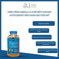 Viên Uống Omega 3-6-9 Bổ Mắt Dietary Supplement Nắp Xanh 300 Viên Mỹ