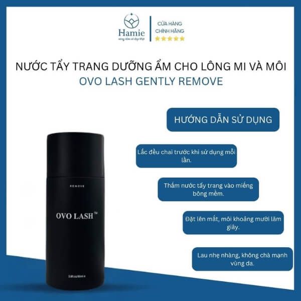 Nước Tẩy Trang Dưỡng Ẩm Cho Lông Mi Và Môi OVO Lash Gently Remove 80ml Mỹ