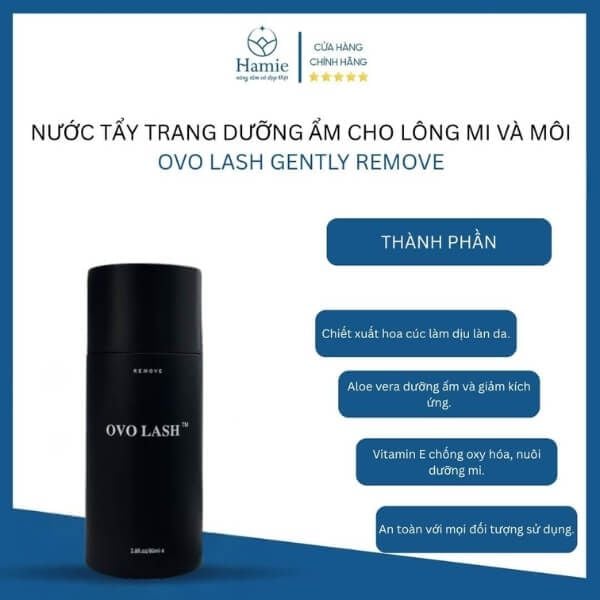 Nước Tẩy Trang Dưỡng Ẩm Cho Lông Mi Và Môi OVO Lash Gently Remove 80ml Mỹ