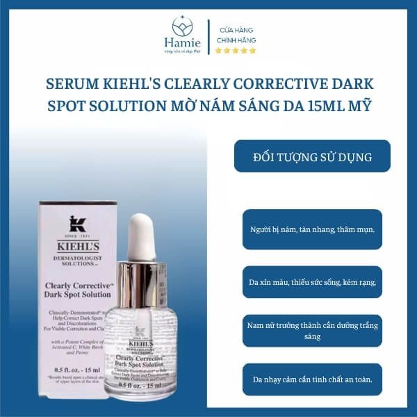 Serum Kiehl's Clearly Corrective Dark Spot Solution Mờ Nám Sáng Da 15ml Mỹ