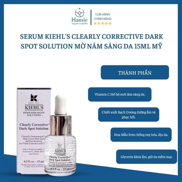 Serum Kiehl's Clearly Corrective Dark Spot Solution Mờ Nám Sáng Da 15ml Mỹ