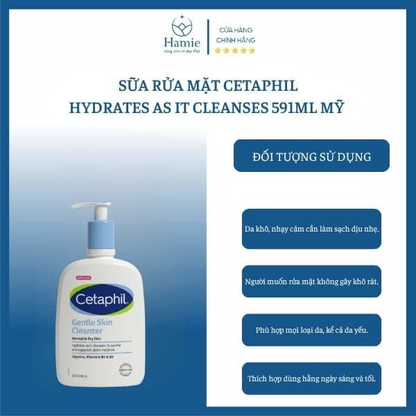 Set 2 Chai Sữa Rửa Mặt Cetaphil HYDRATES AS IT CLEANSES 591ml x 2 Mỹ
