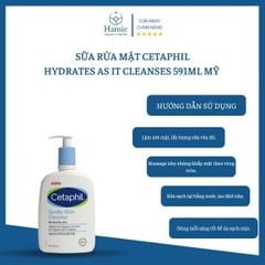 Set 2 Chai Sữa Rửa Mặt Cetaphil HYDRATES AS IT CLEANSES 591ml x 2 Mỹ