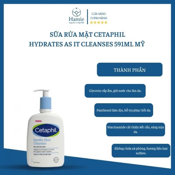 Set 2 Chai Sữa Rửa Mặt Cetaphil HYDRATES AS IT CLEANSES 591ml x 2 Mỹ