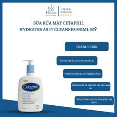 Set 2 Chai Sữa Rửa Mặt Cetaphil HYDRATES AS IT CLEANSES 591ml x 2 Mỹ