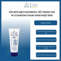 Sữa Rửa Mặt Hatomugi, Tẩy Trang The W Cleansing Foam 130gr Nhật Bản