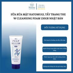Sữa Rửa Mặt Hatomugi, Tẩy Trang The W Cleansing Foam 130gr Nhật Bản
