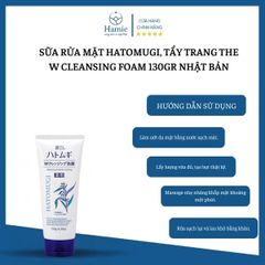 Sữa Rửa Mặt Hatomugi, Tẩy Trang The W Cleansing Foam 130gr Nhật Bản
