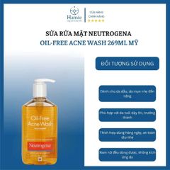 Sửa Rửa Mặt Neutrogena Oil-Free Acne Wash 269ml Mỹ