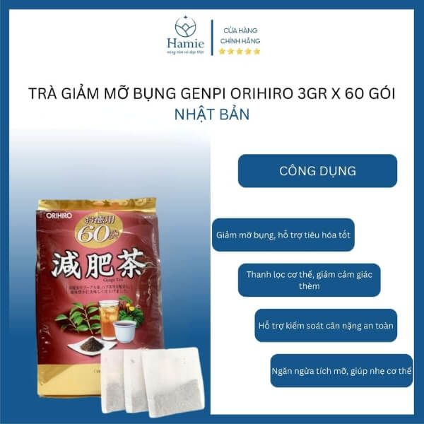 Trà Giảm Mỡ Bụng Genpi Orihiro 3gr x 60 Gói Nhật Bản