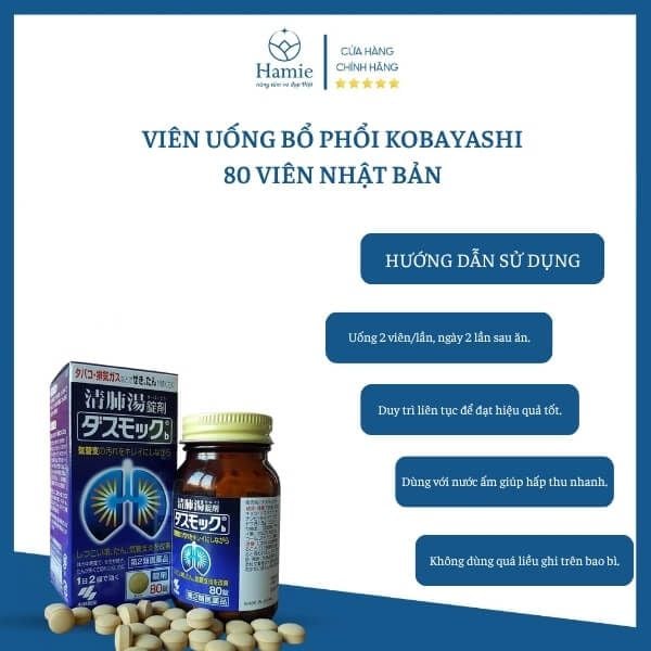 Viên Uống Bổ Phổi Kobayashi 80 Viên Nhật Bản