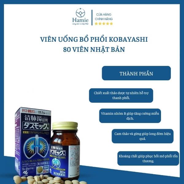 Viên Uống Bổ Phổi Kobayashi 80 Viên Nhật Bản
