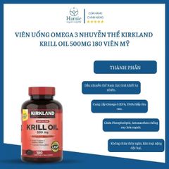 Viên Uống Omega 3 Nhuyễn Thể Kirkland Krill Oil 500mg 180 Viên Mỹ