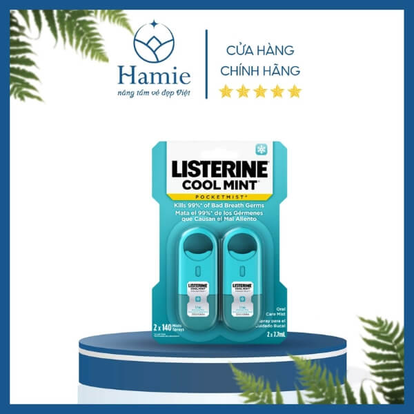 Xịt Thơm Miệng Listerine Cool Mint Màu Xanh Dương Chính Hãng Mỹ (7,7ml x2 chai)