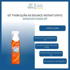 Xịt Thơm Quần Áo Bounce Instant Static Remover 275gr Mỹ