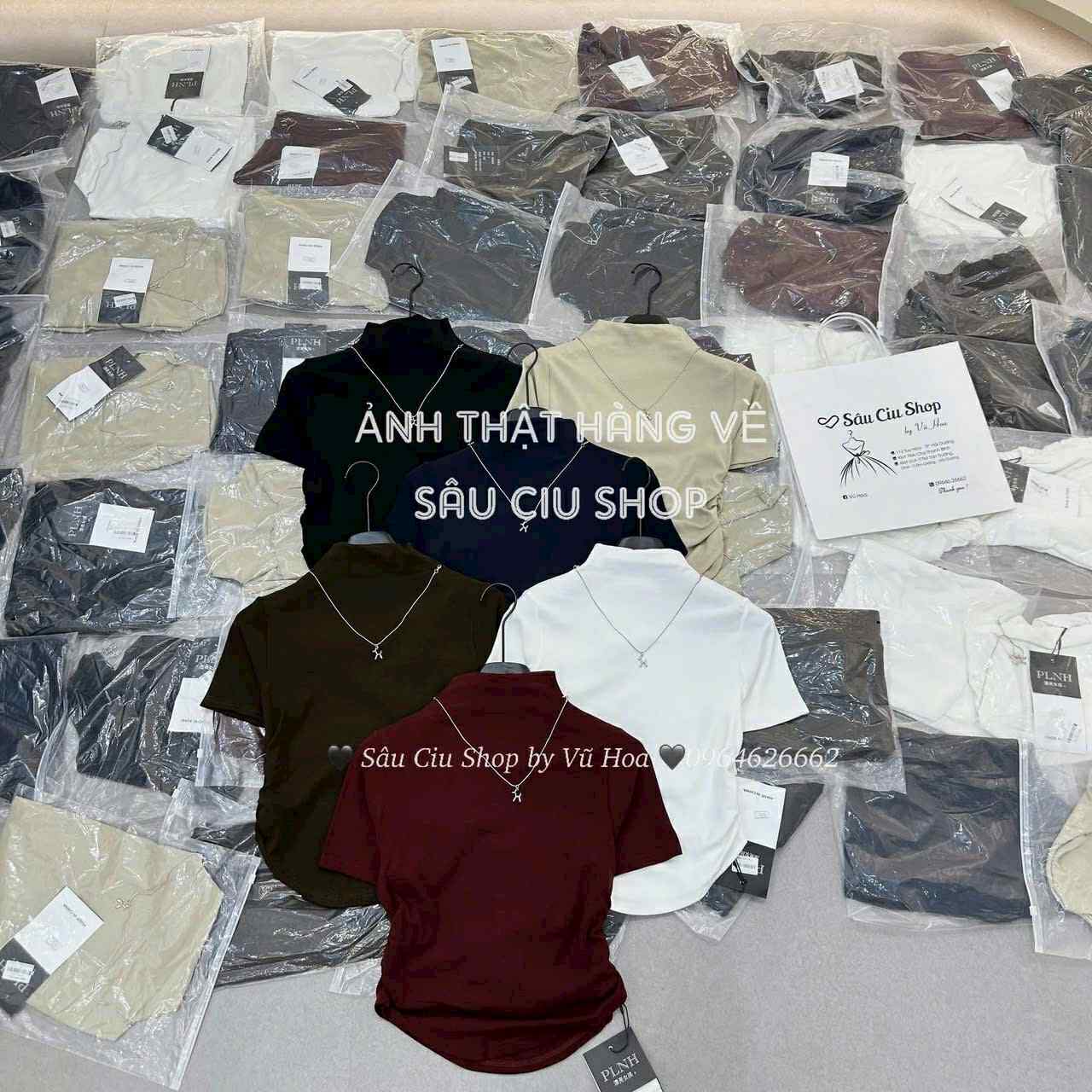  áo cổ cao nhún eo C64 