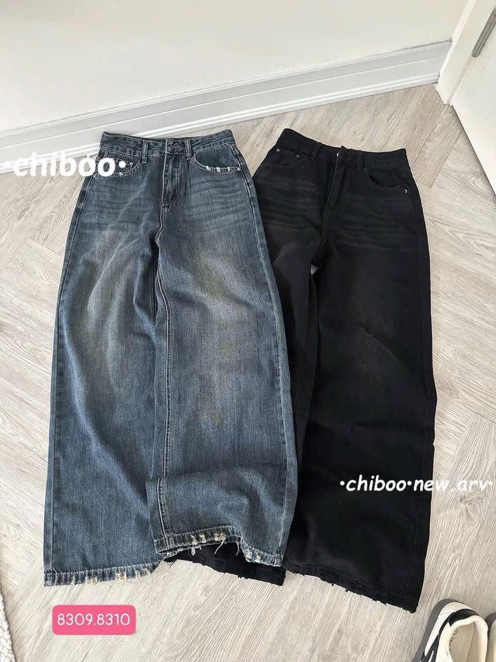  Quần bò xuông rách viền Q28 