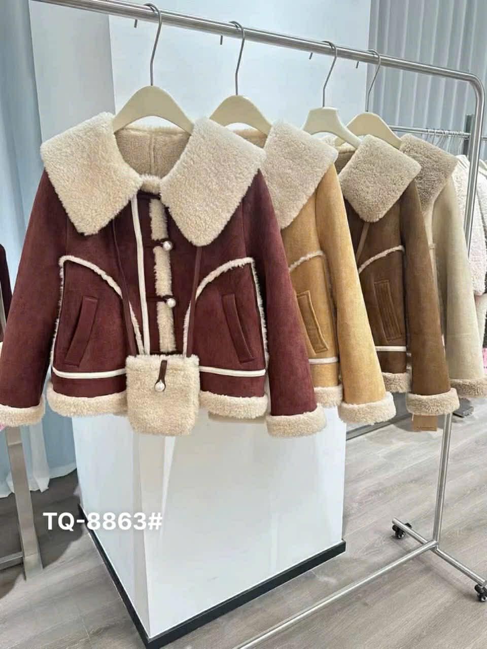  Khoác da lộn kèm túi 8863 E118 