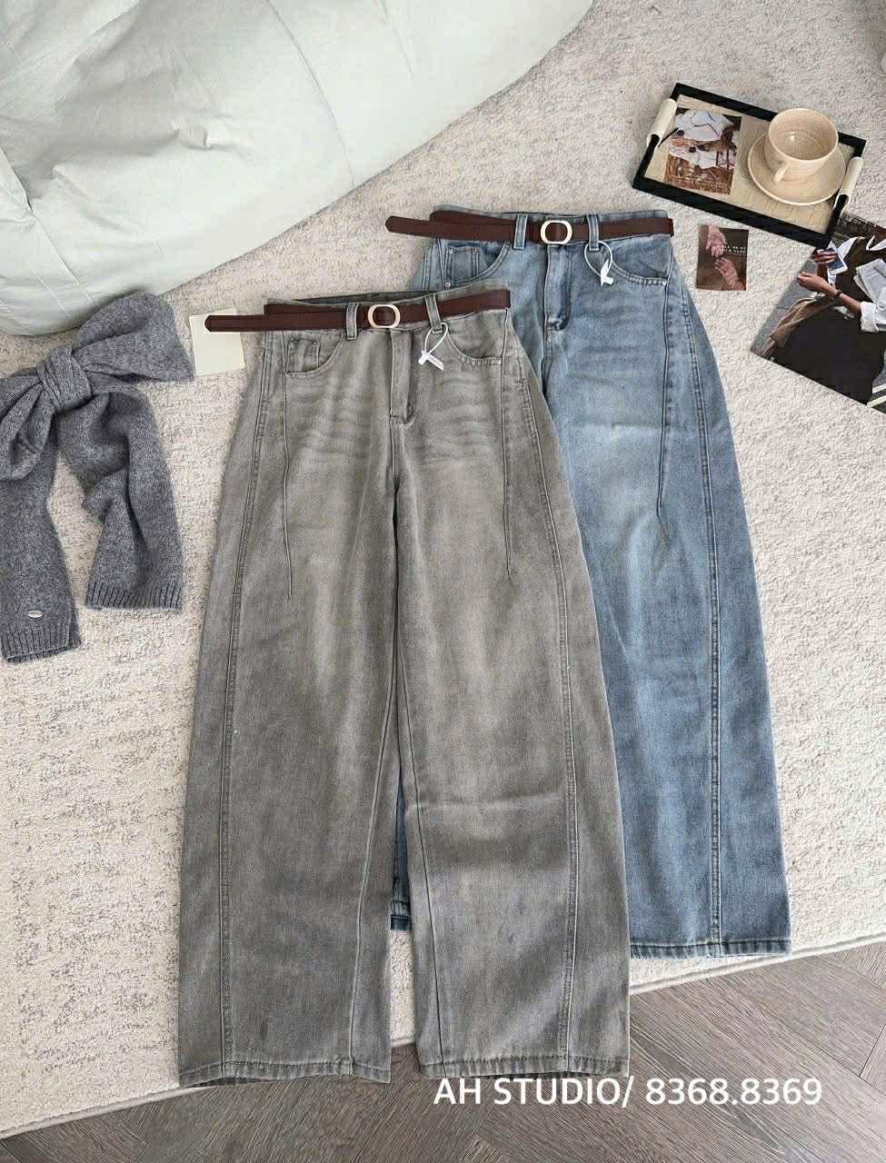  Quần bò baggy kèm đai mới Q17 