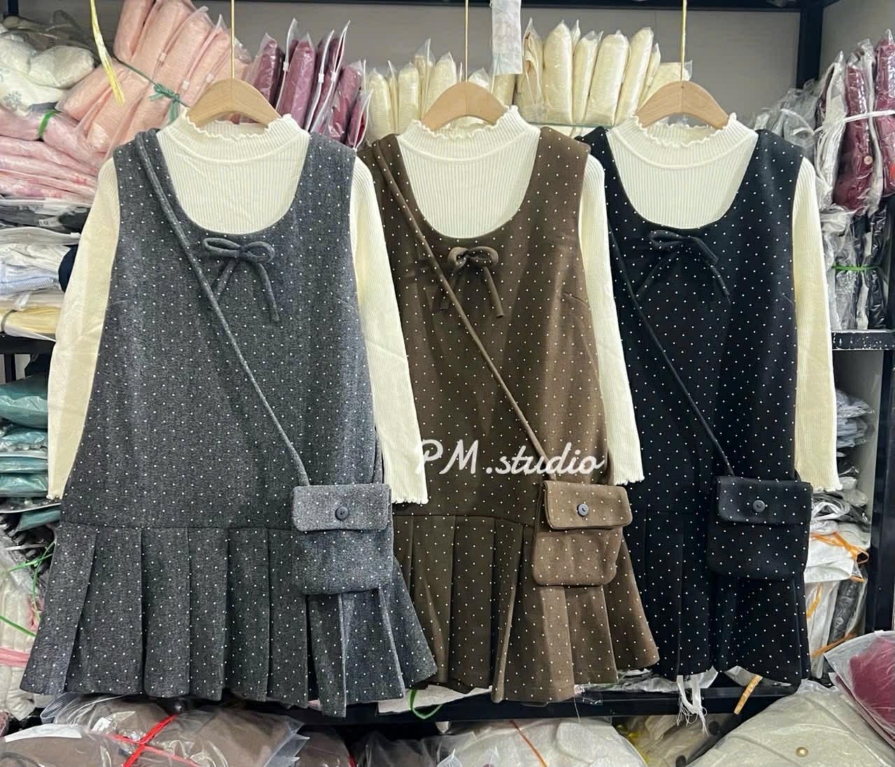  Set yếm dạ chân sếp ly + túi V26 