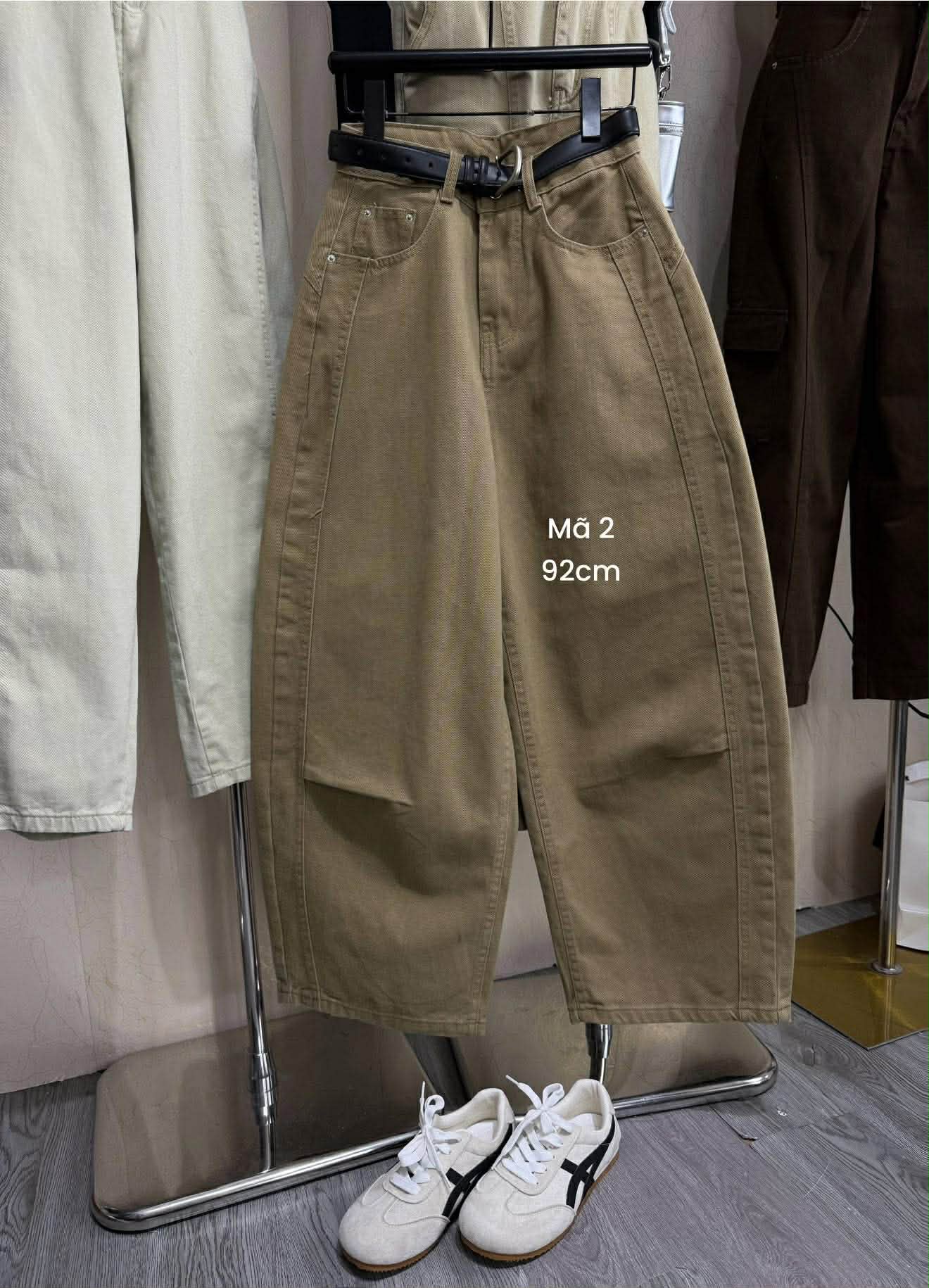  Quần bò nâu gân viền nắp túi Q89 