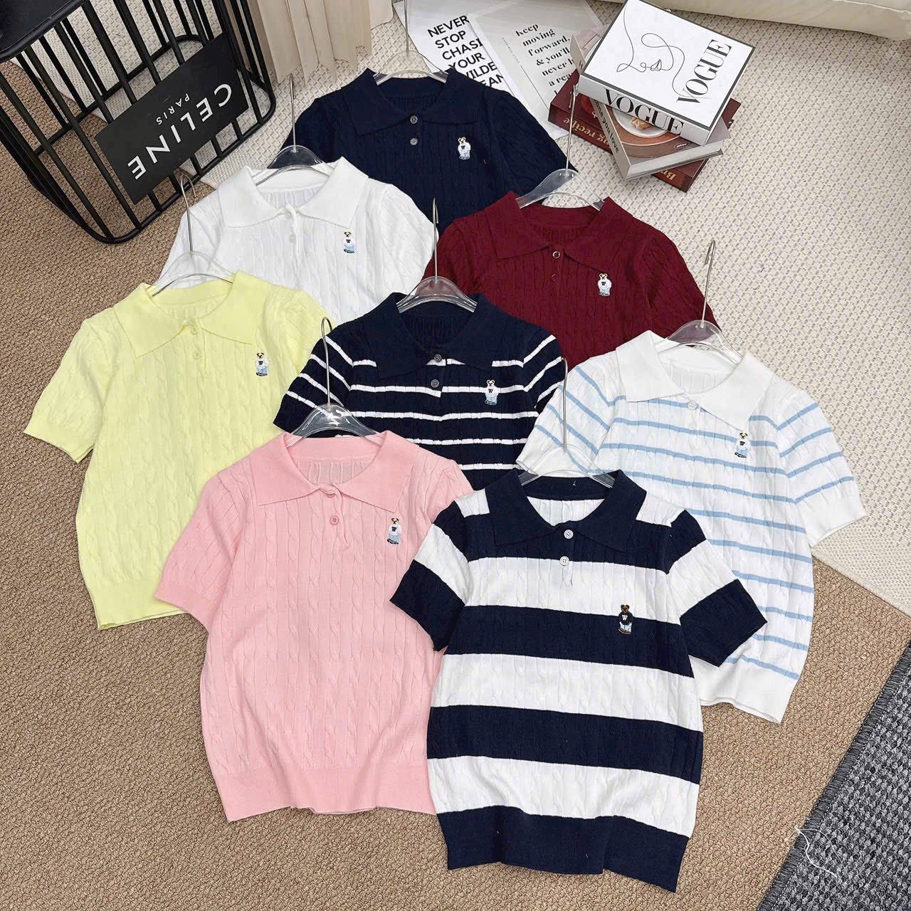  POLO THÊU GẤU NHIỀU MÀU A57 