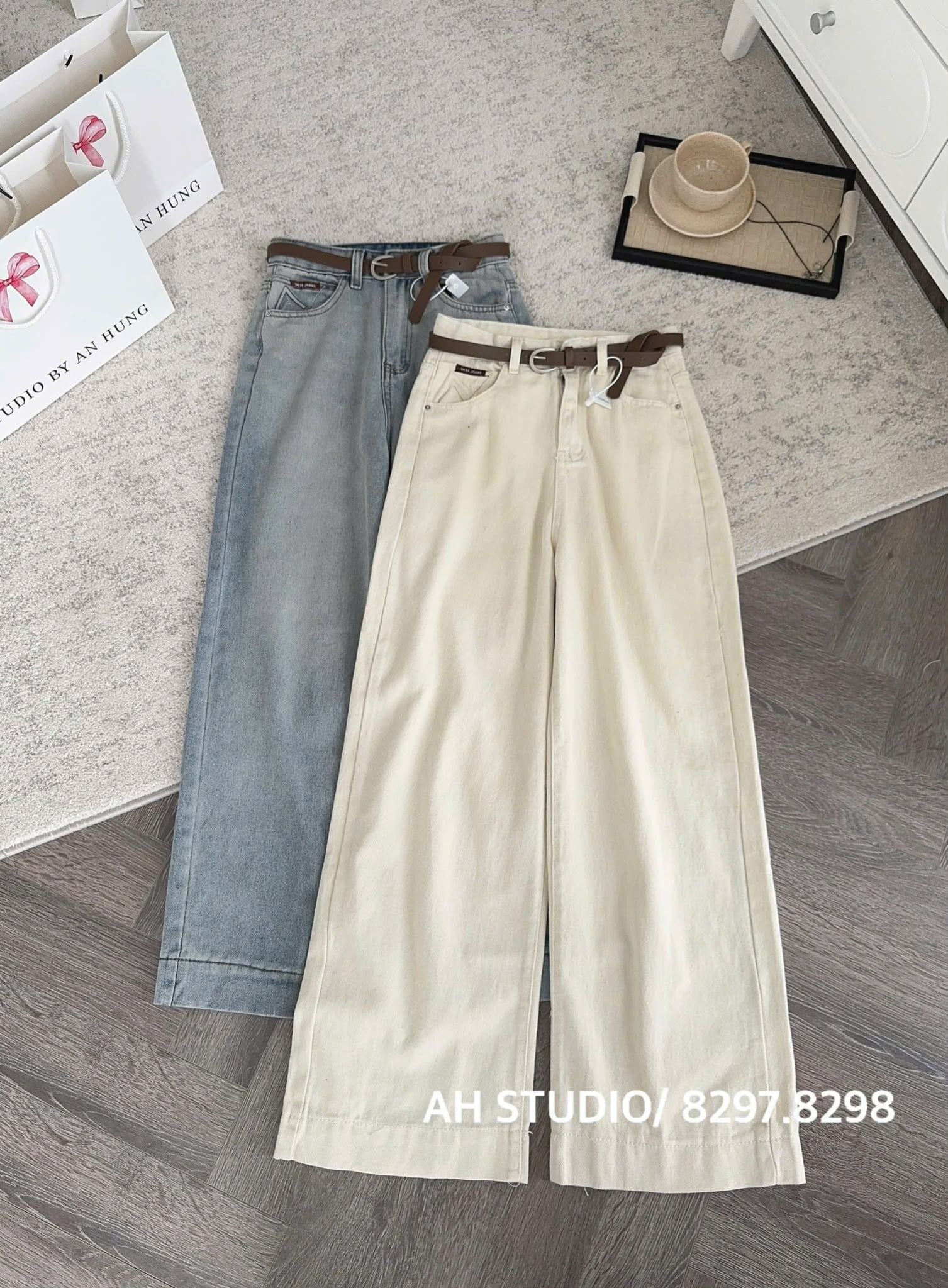  Quần bò xuông kèm thắt lưng Q124 