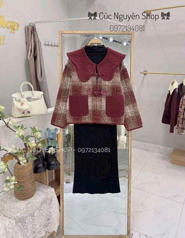  Áo dạ kẻ cổ to A1 