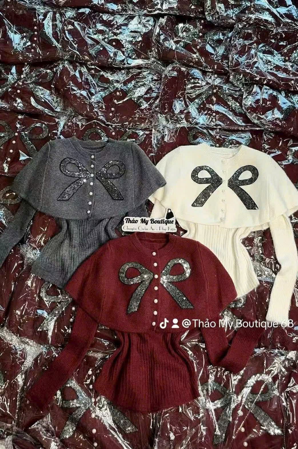  Set len choàng phối nơ xinh C109 