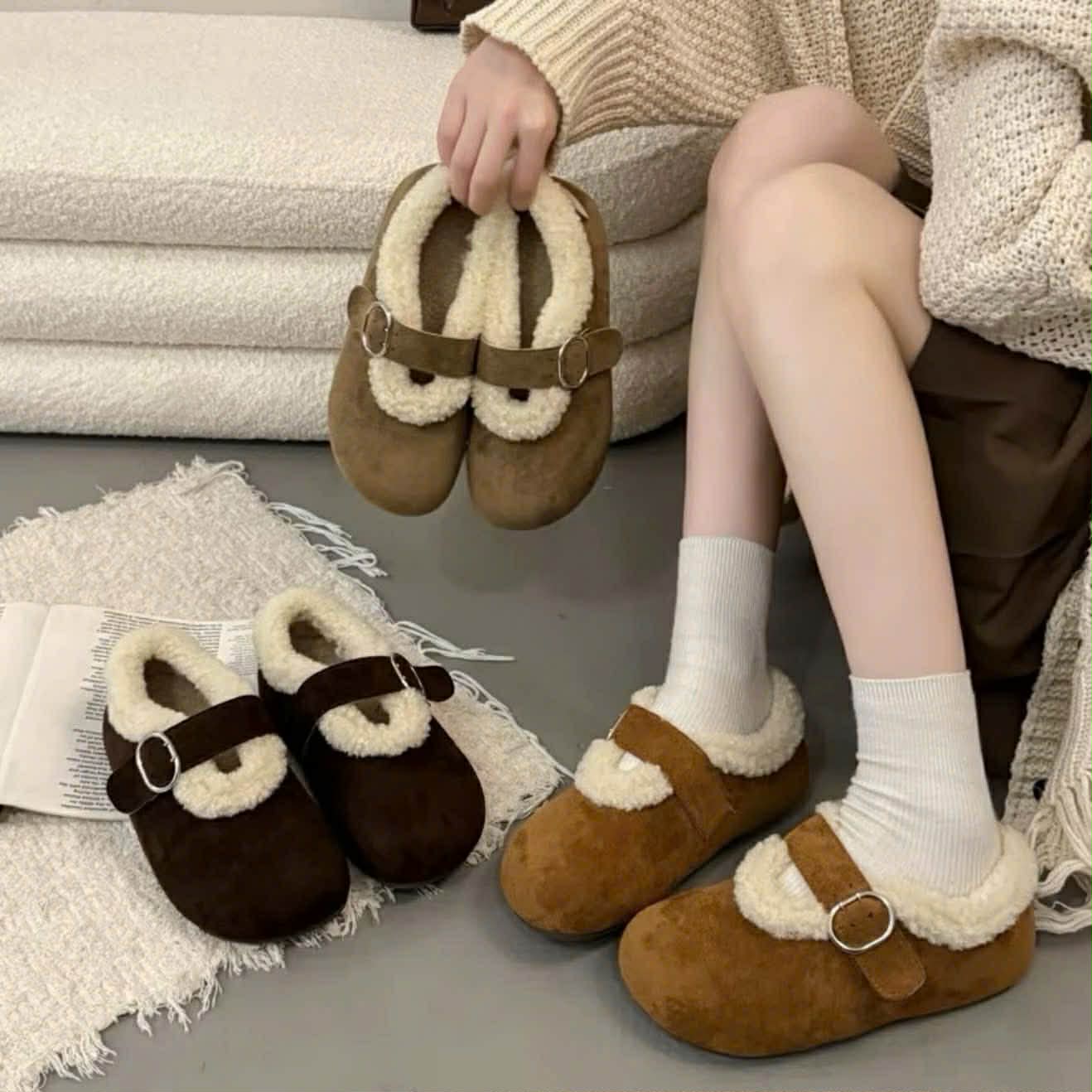  Giày da lộn lót lông G98 