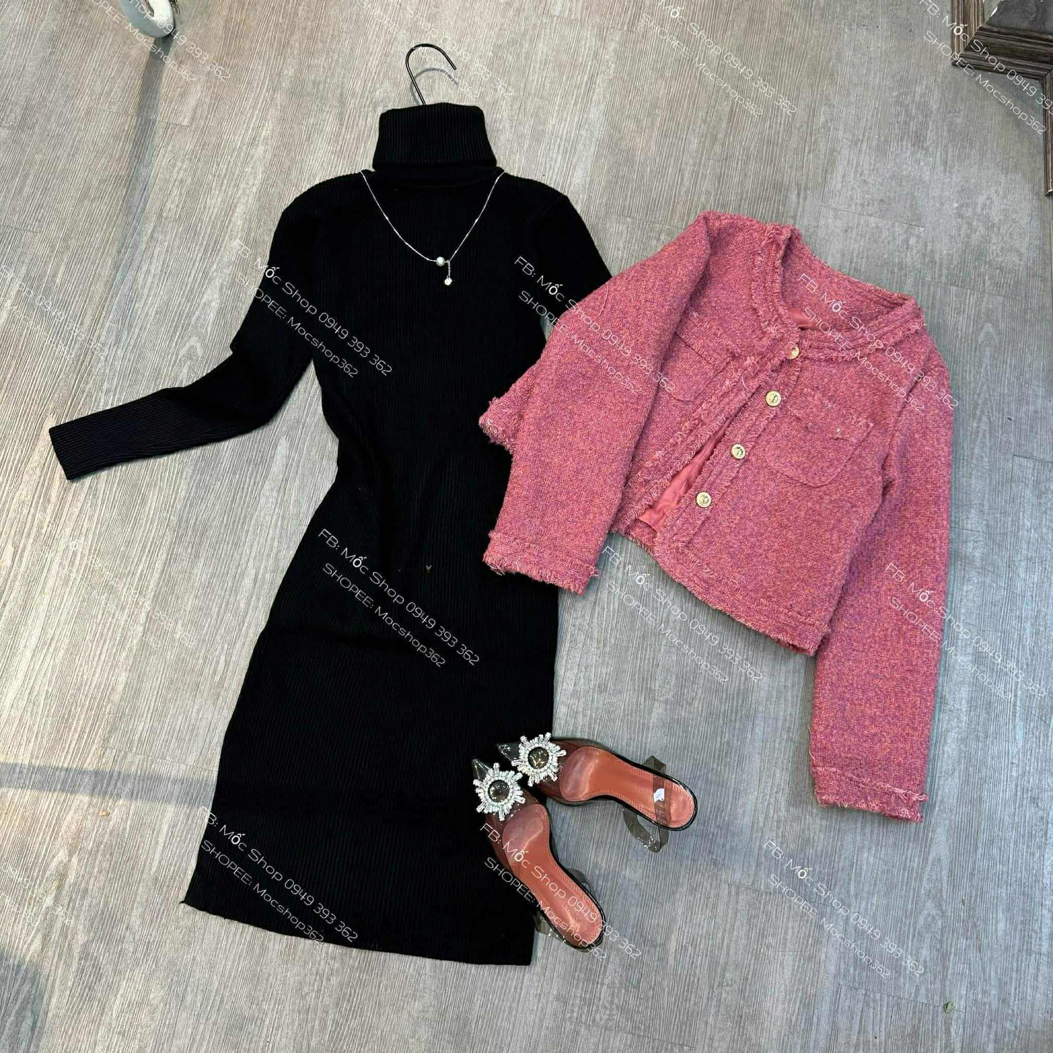  Váy len body cổ cao V2 