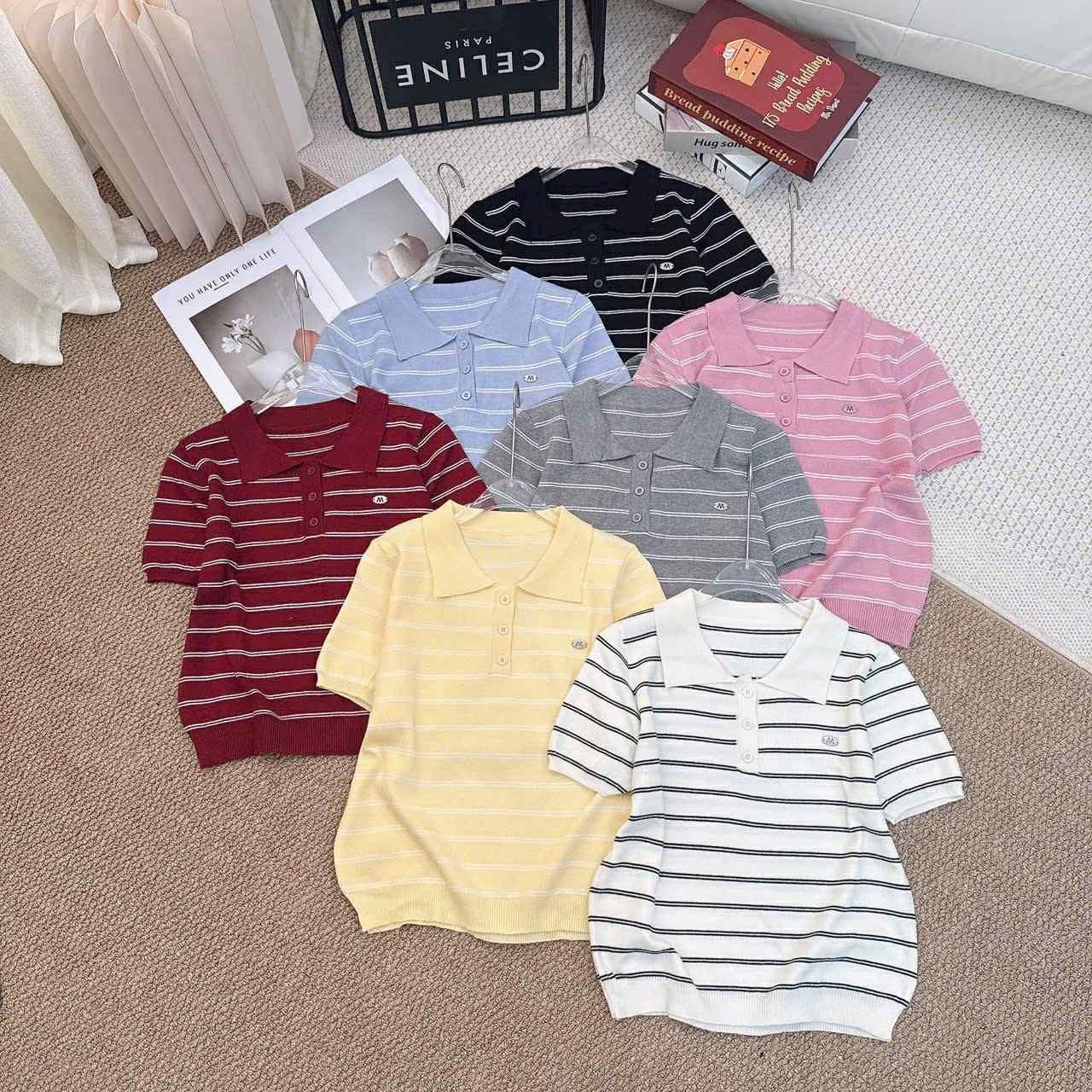  Polo len kẻ tag ngực C22 