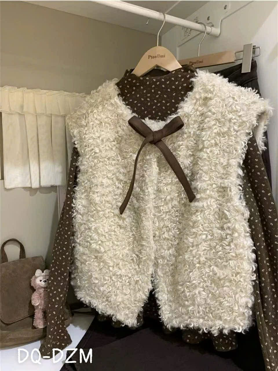  Set áo hoa + gile lông B124 