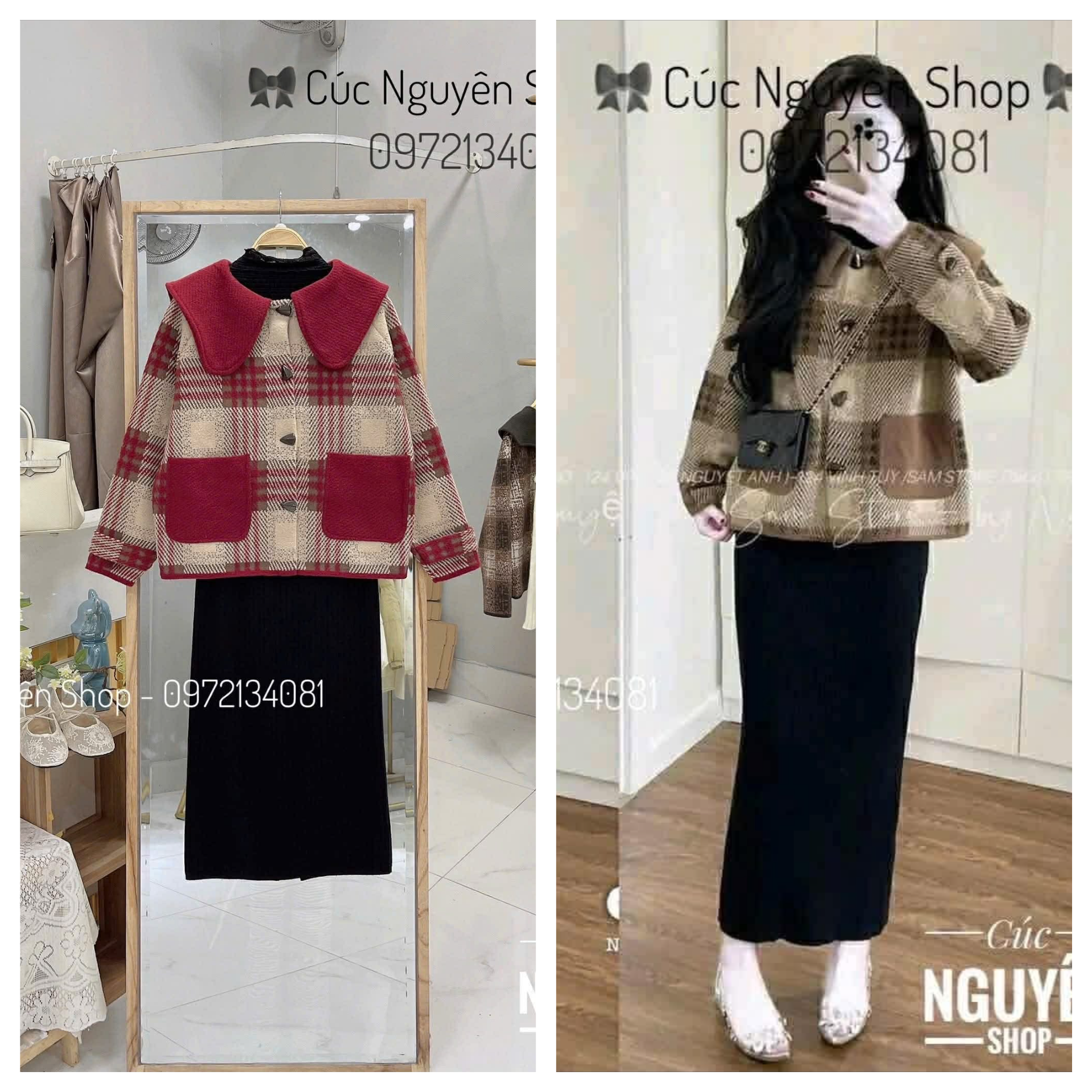  Dạ kẻ 2 túi C221 