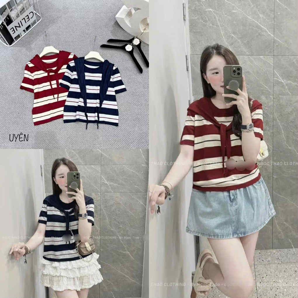  Len kẻ to kèm khăn C38 