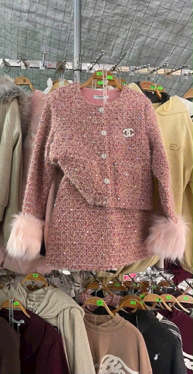  Set dạ hồng tay lông B123 