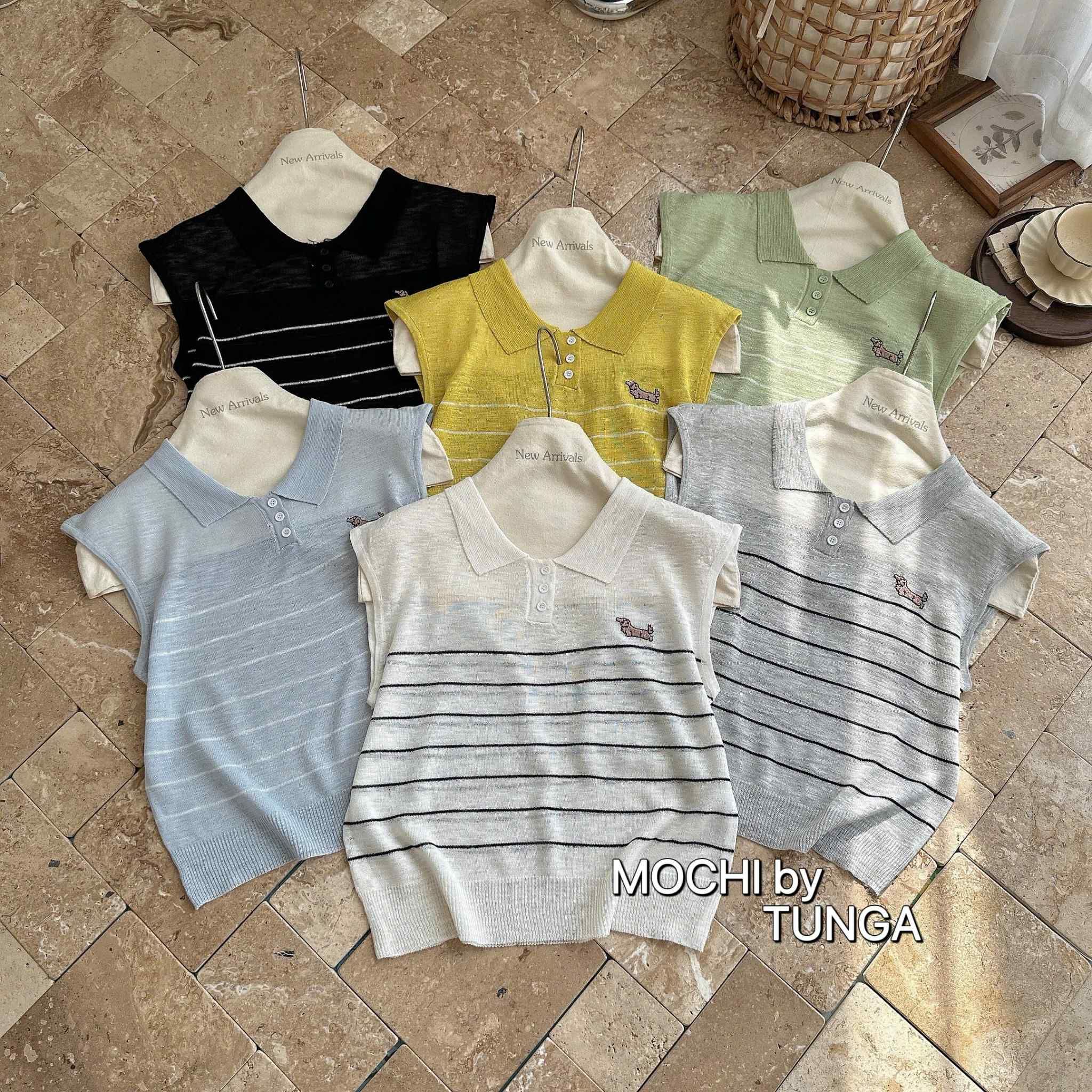  Sát nách kẻ cổ bẻ thêu chó H122 