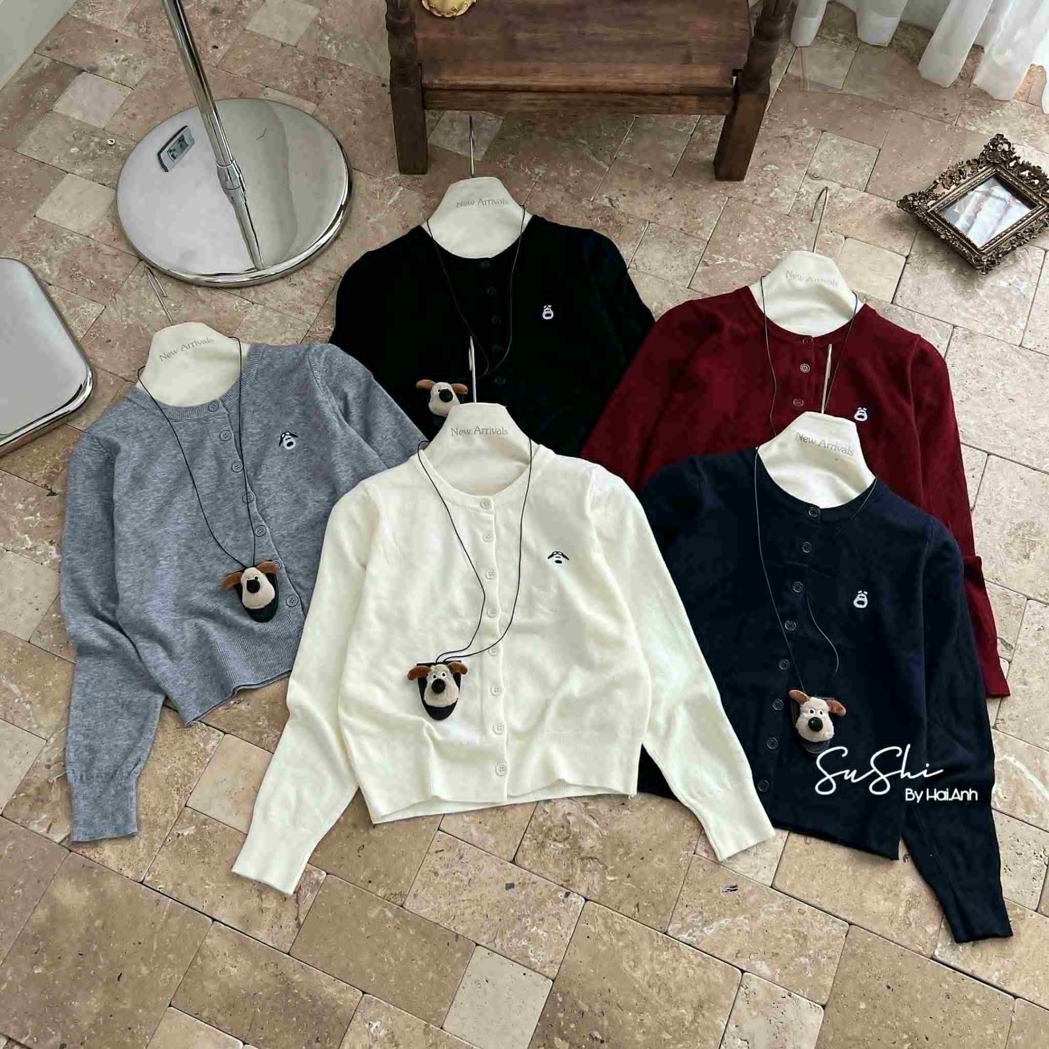  cadigan len thêu chó A21 