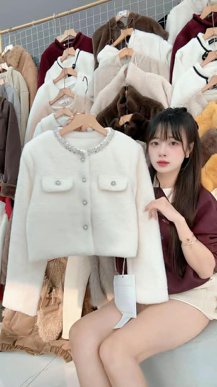  Áo lông trắng cổ ngọc C71 