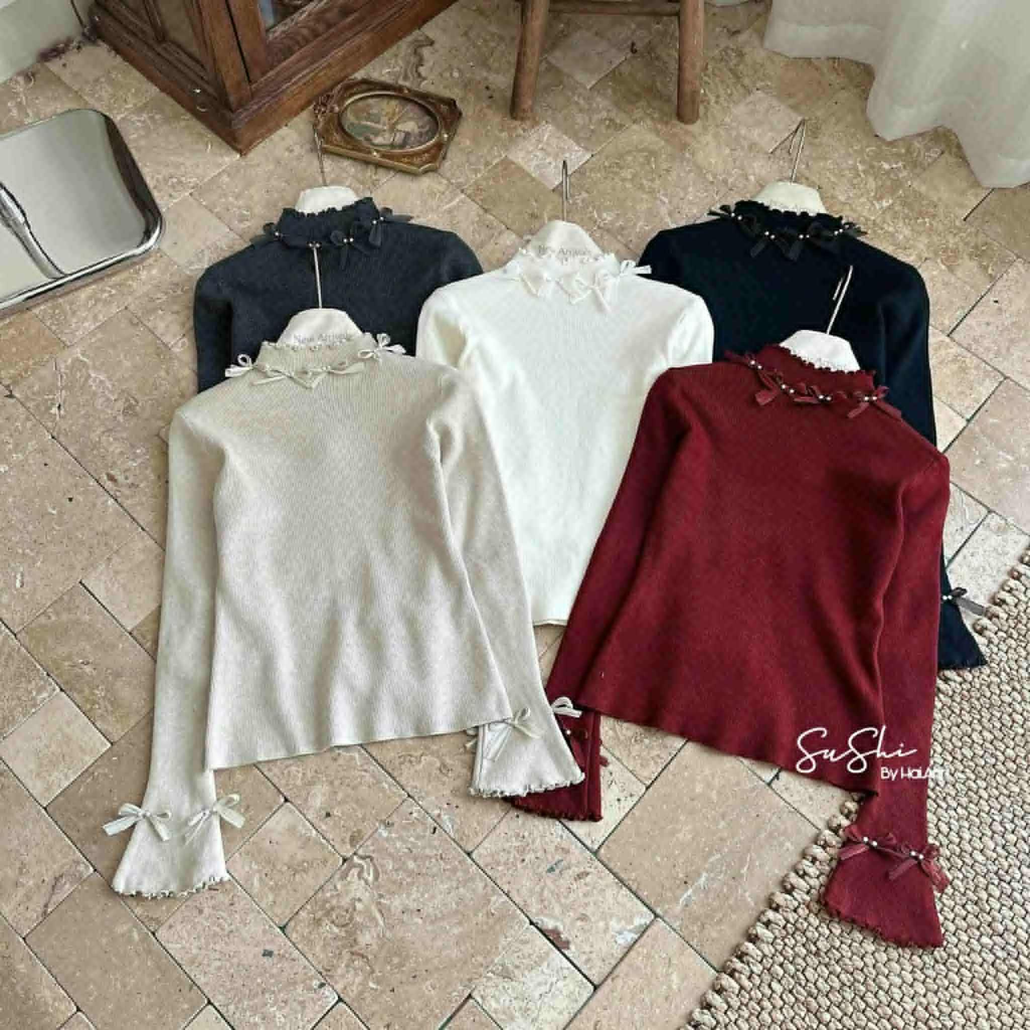  Len viền bèo đính nơ A14 