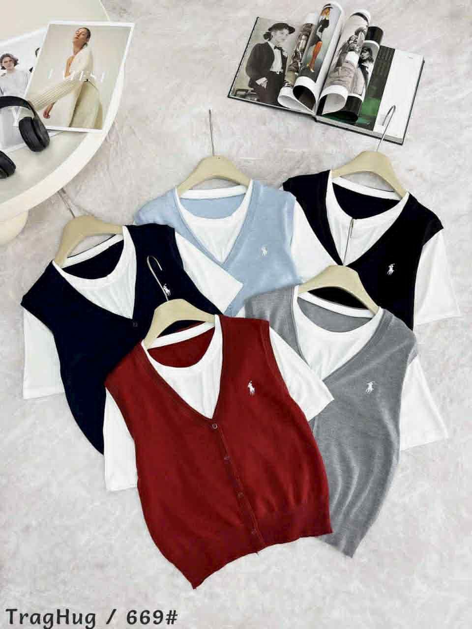  Set áo len ngựa cổ tim U2 