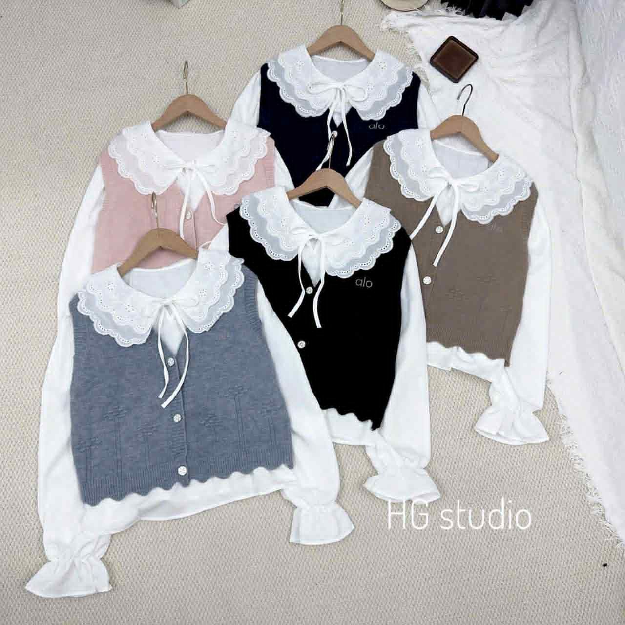  Set áo len sơ mi cổ bèo U20 