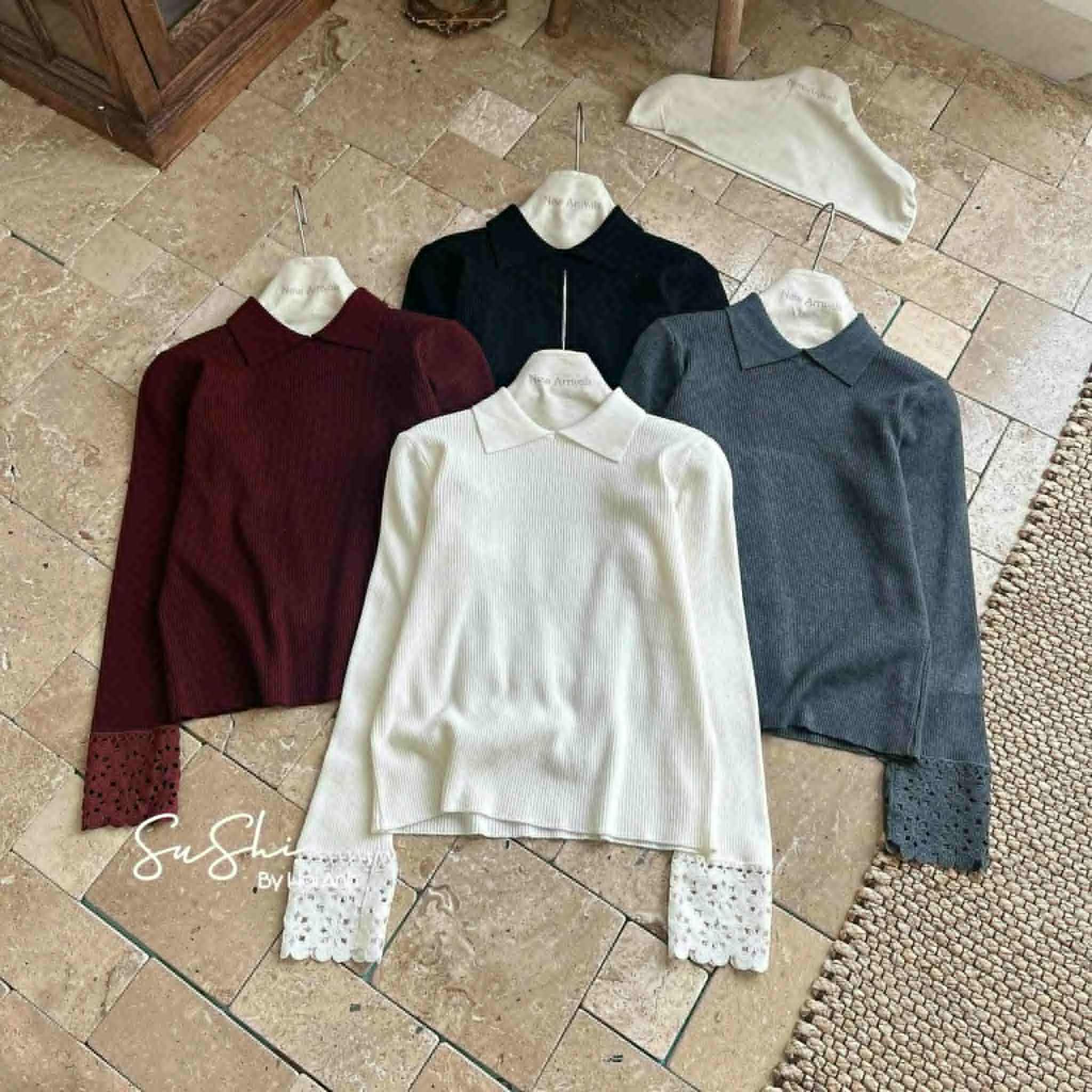  Áo len cổ bẻ tay ren C267 