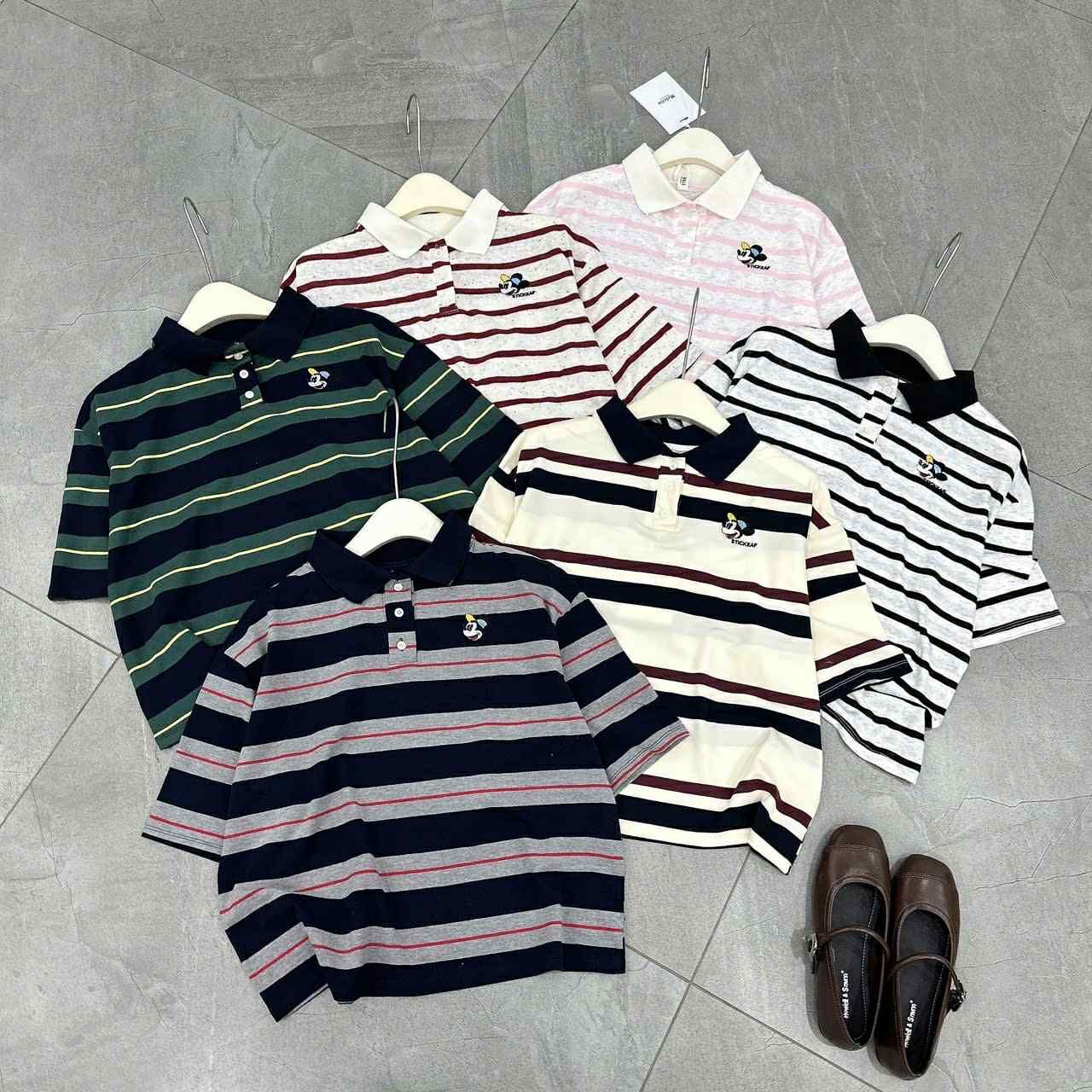  Áo polo kẻ thêu mic C43 