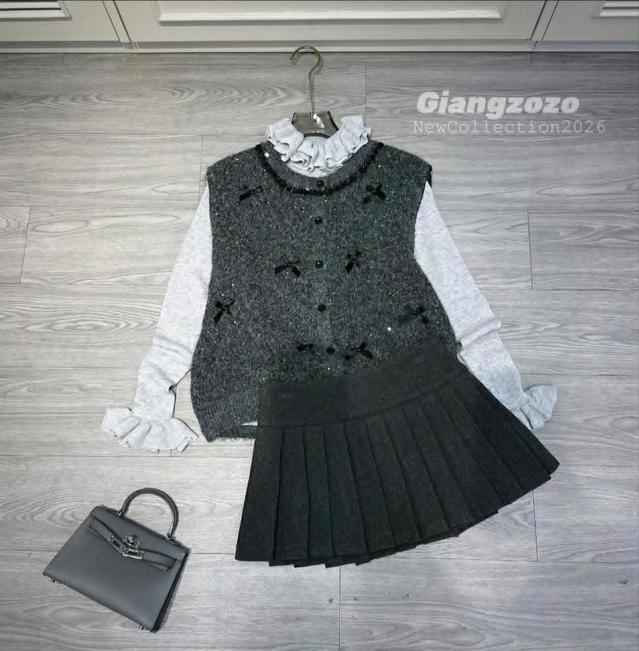  Set áo len + gile nơ nhũ nơ A45 