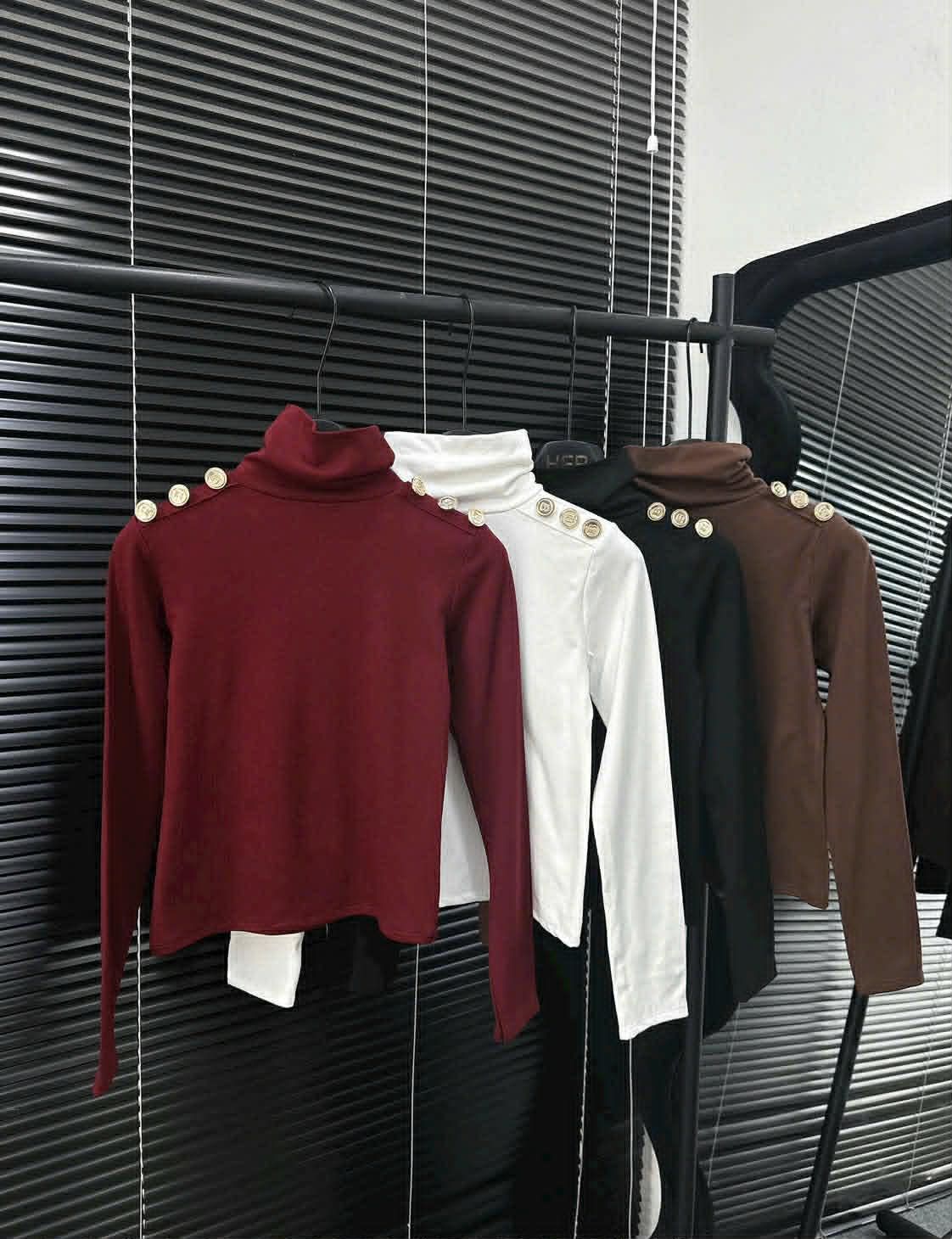  Áo cổ cao vai khuy C208 