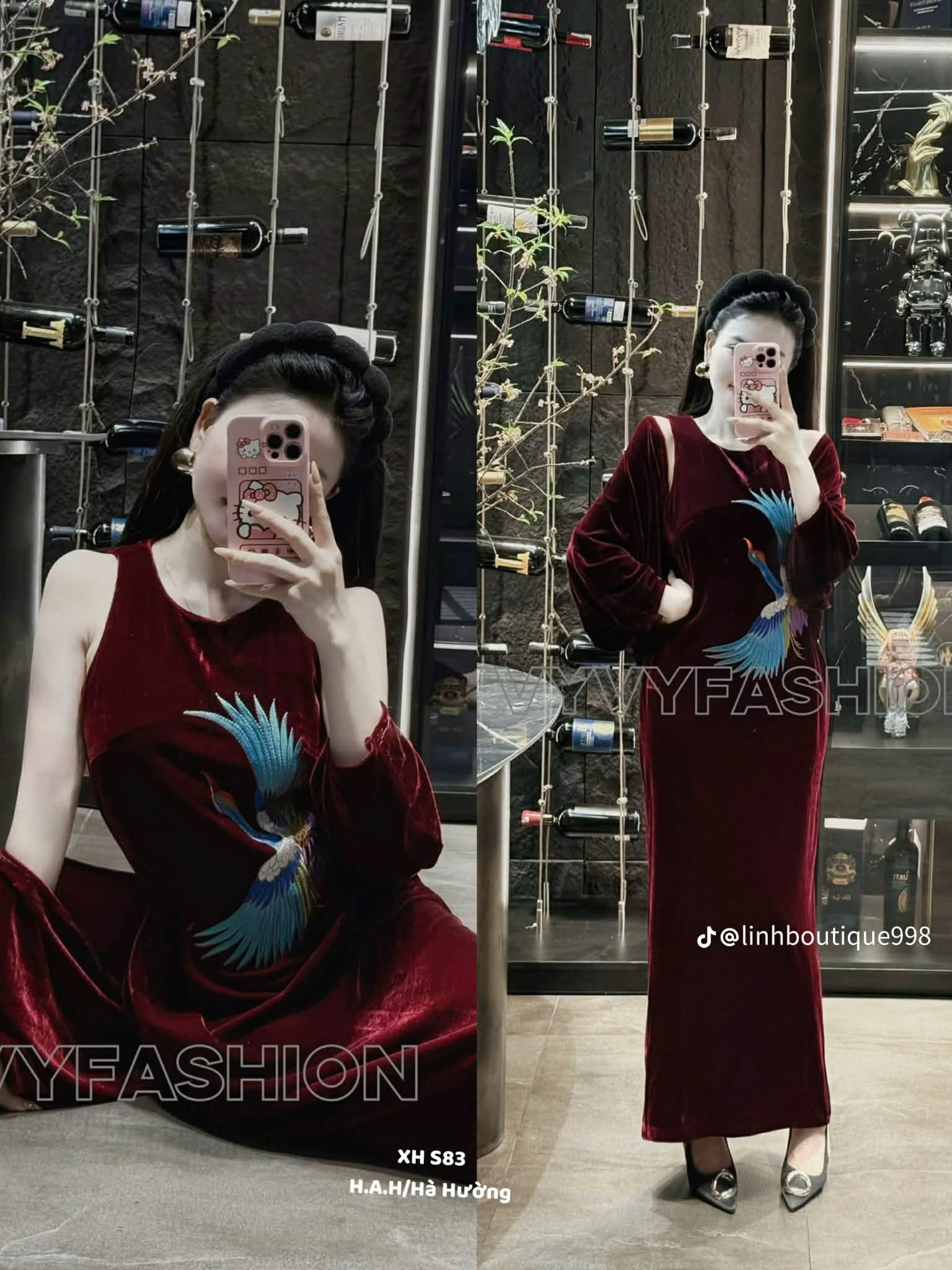  Set nhung thêu hạc B172 