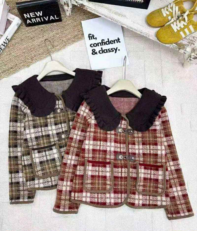  áo dạ kẻ khuy da A5 