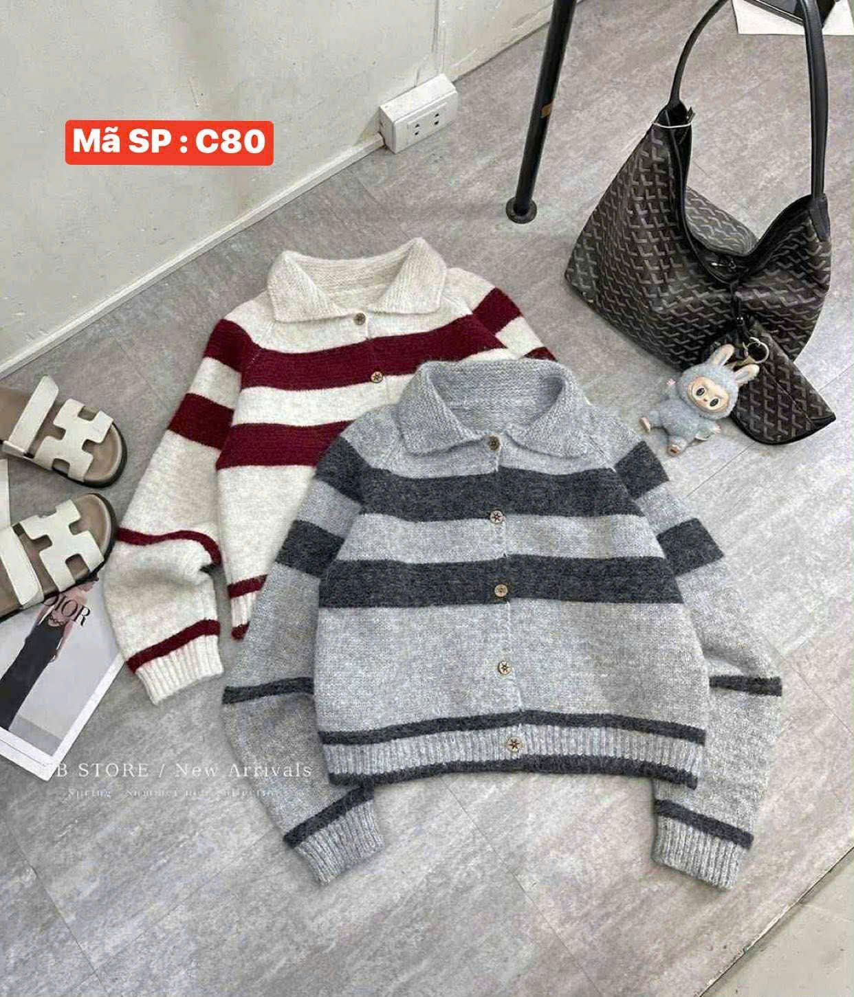  khoác  len kẻ to C80 