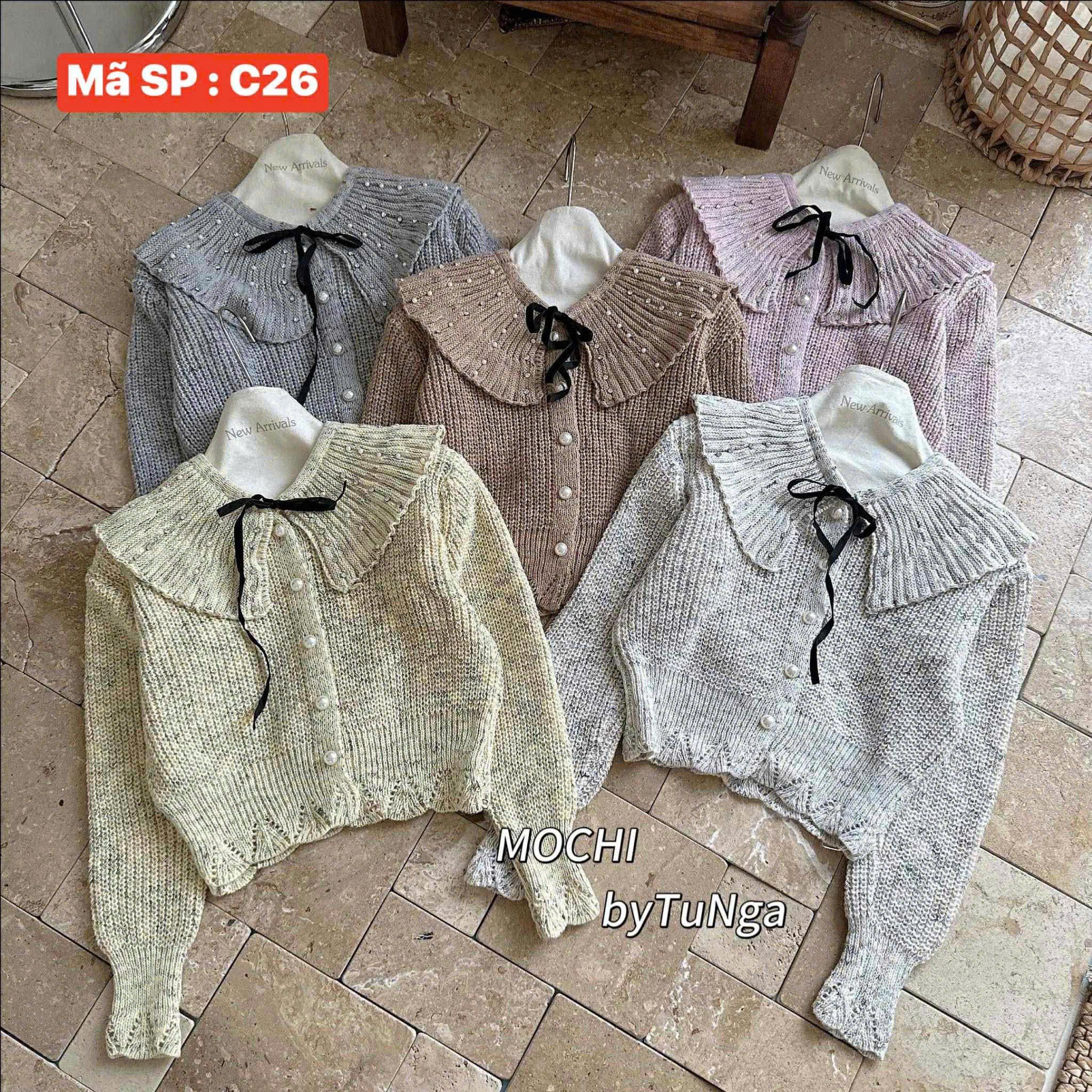  Áo len điệu cổ buộc nơ C26 